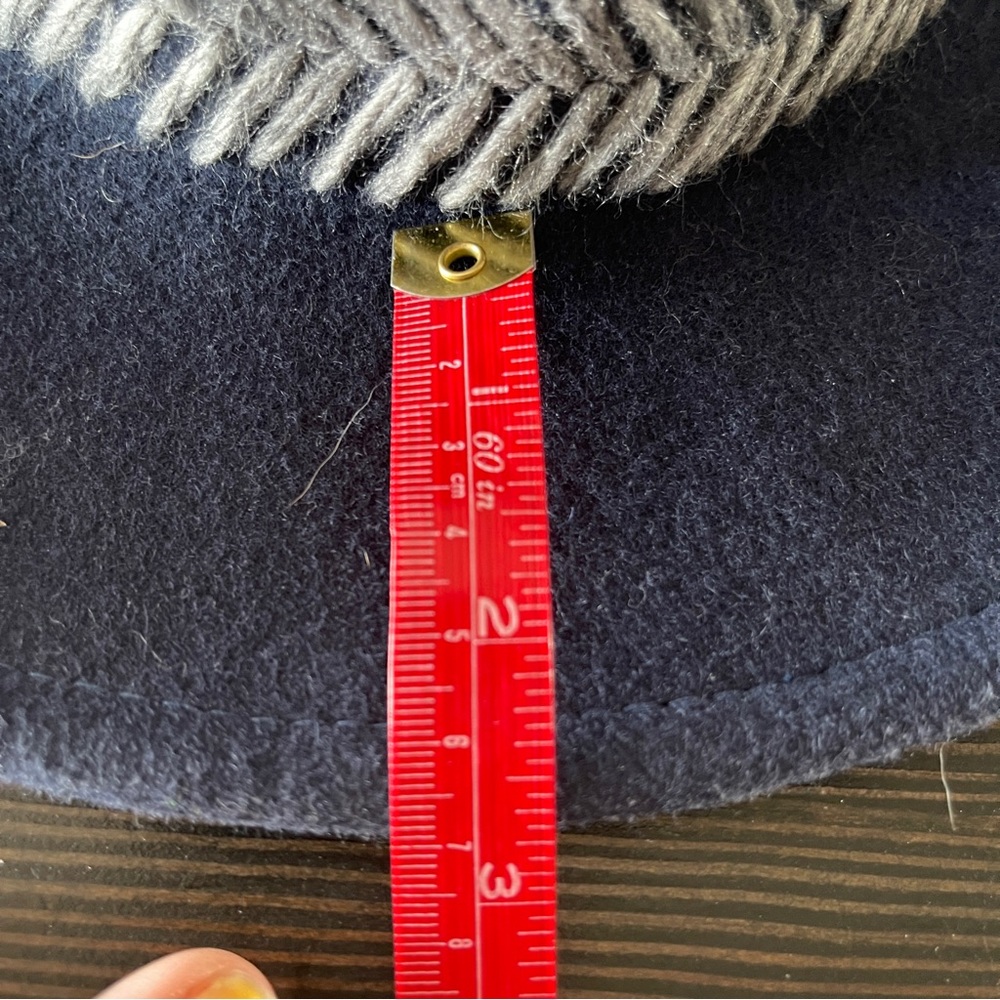 Navy Blue Wool Hat with Gray Detail - Picture 4 of 5